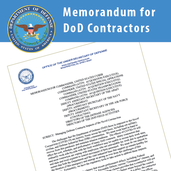 MEMORANDUM: Managing Defense Contracts Impacts Of The Novel Coronavirus ...